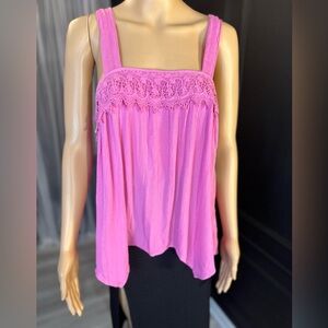 Wrangler Pink Lace Trim Tank Top